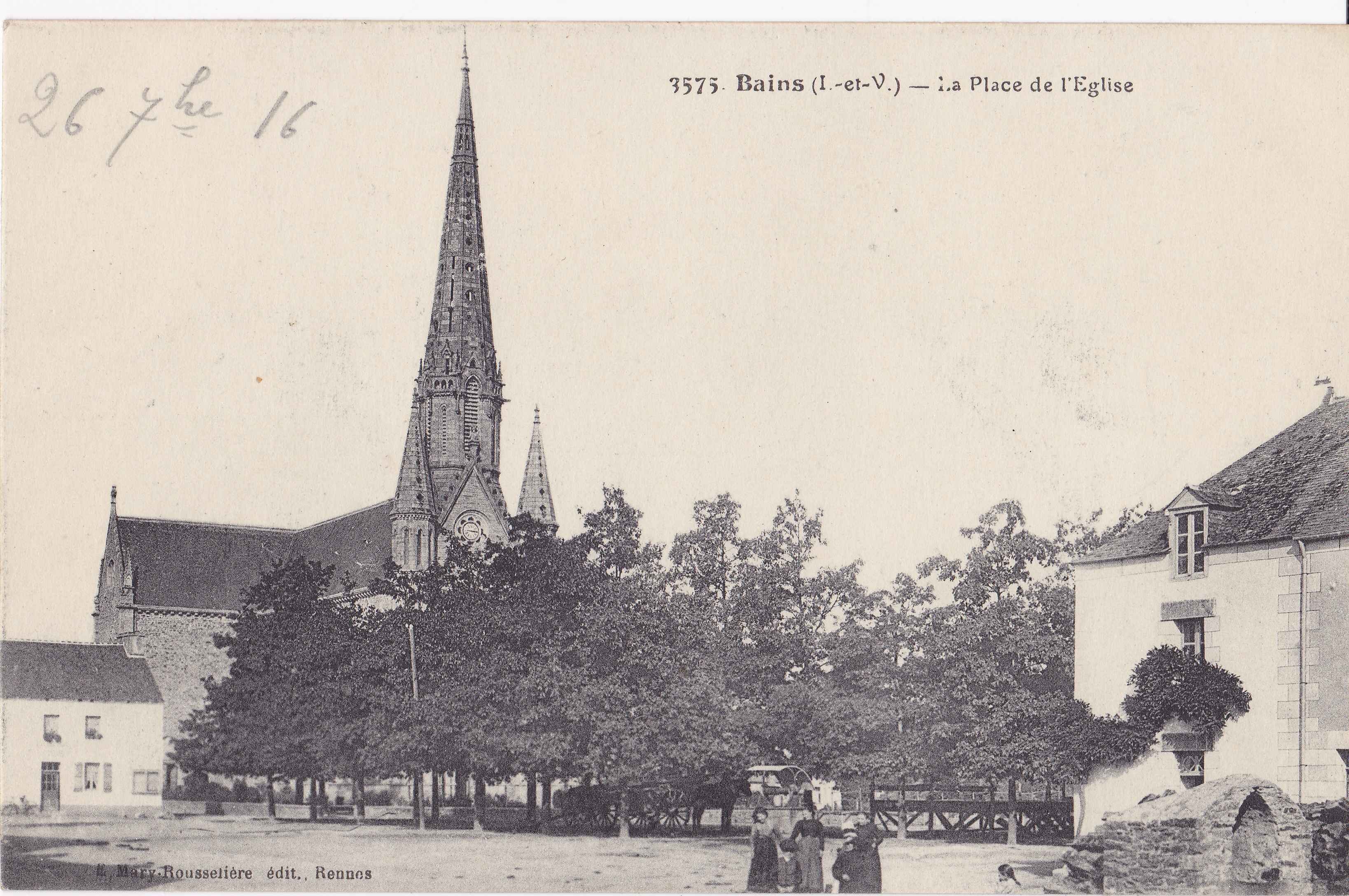 Place de l'église en 1916